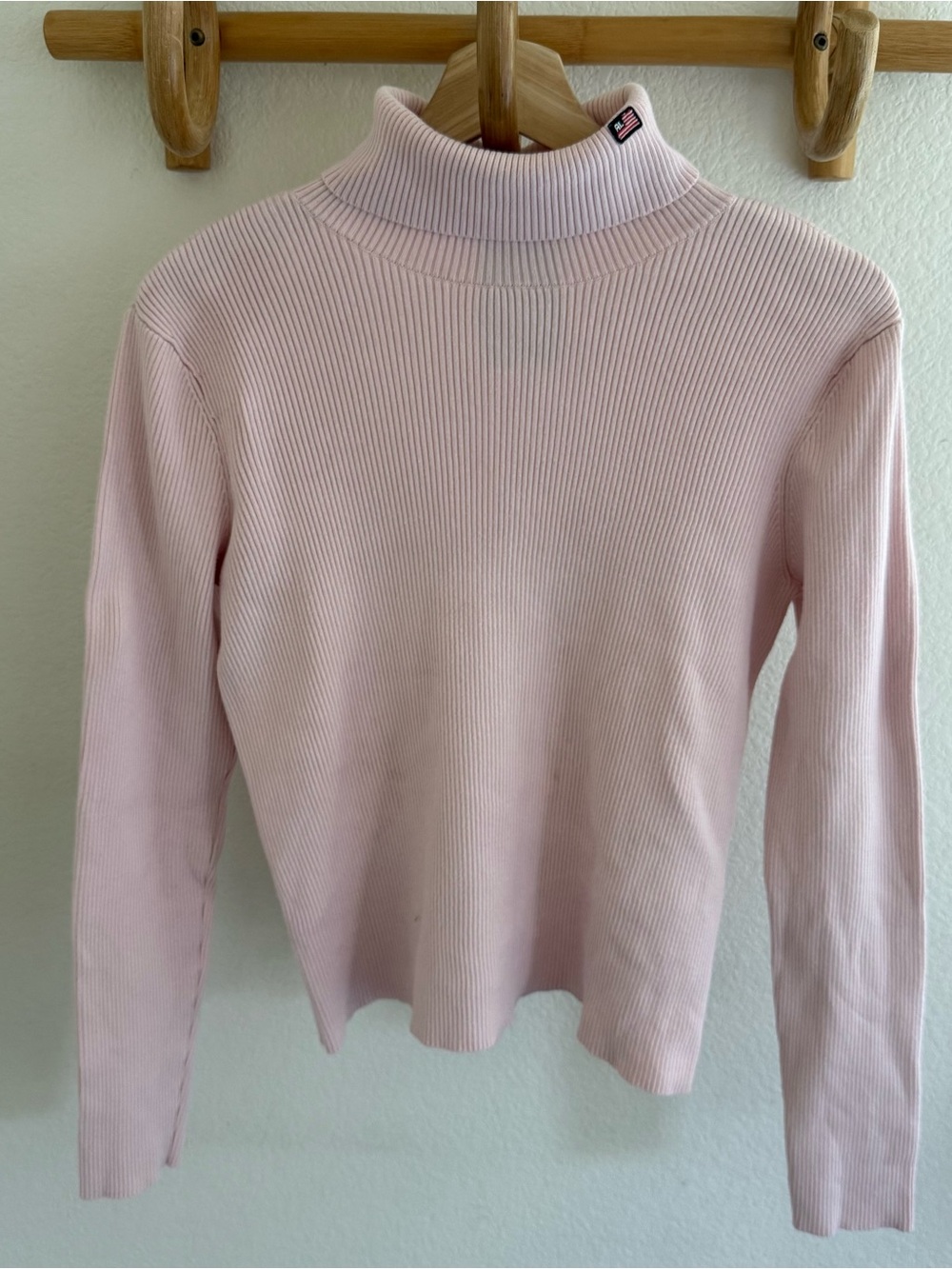 Ralph Lauren Polo Jeans Co Y2K soft girl preppy coquette Pink Ribbed Turtleneck